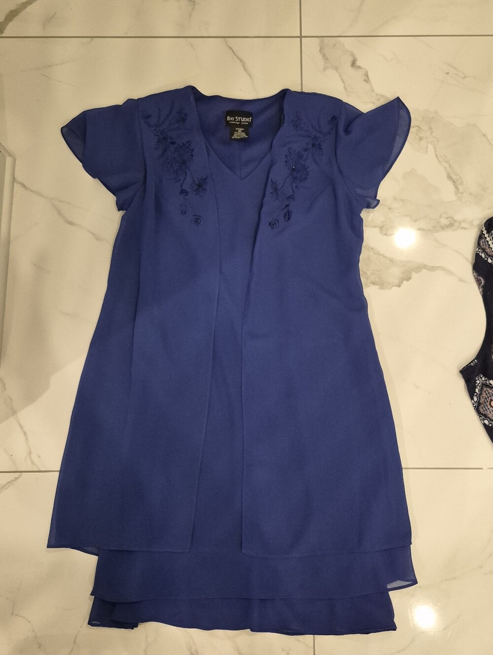 Bay Studio Cobalt Blue Layered V‑Neck Midi Dress